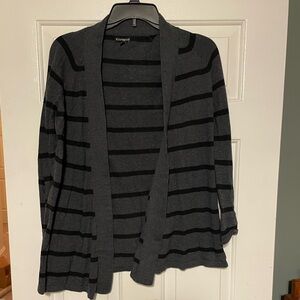 Express Charcoal and Black Striped Cardigan